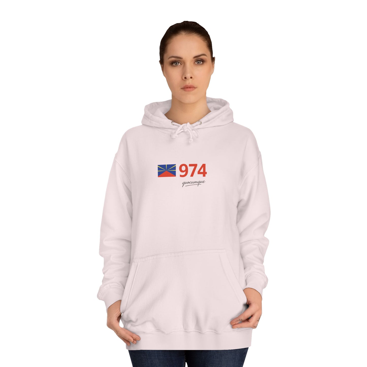Sweat à Capuche "974 drapeau" pour Adulte, Hoodie, Unisexe, Élégance, Sobriété, Homme, Femme, Indicatif Réunion, Drapeau Local