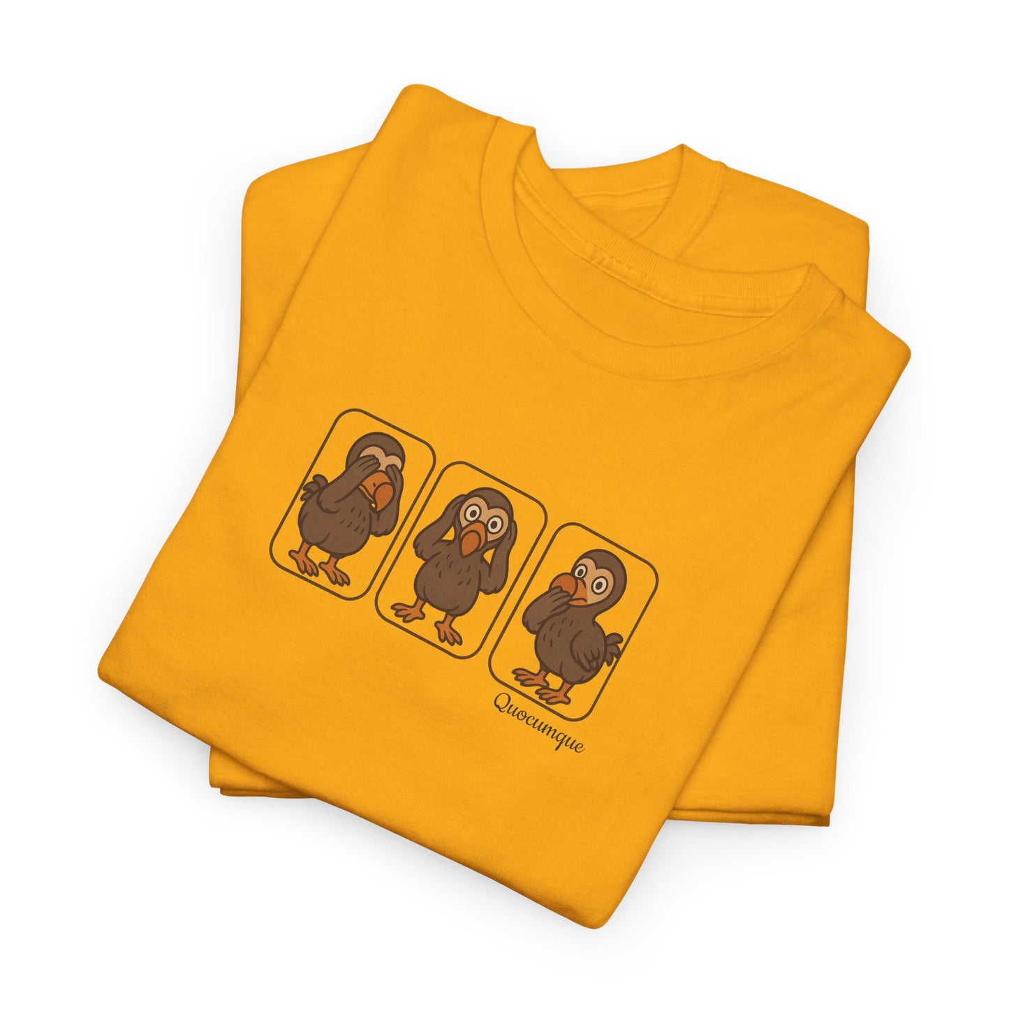 T-shirt Quocumque, "3 Dodos de la Sagesse", Confort, Souvenir Unique, Cadeau, Unisexe, Délicatesse, Homme, Femme, Adulte, Sportif, Liberté, Détente