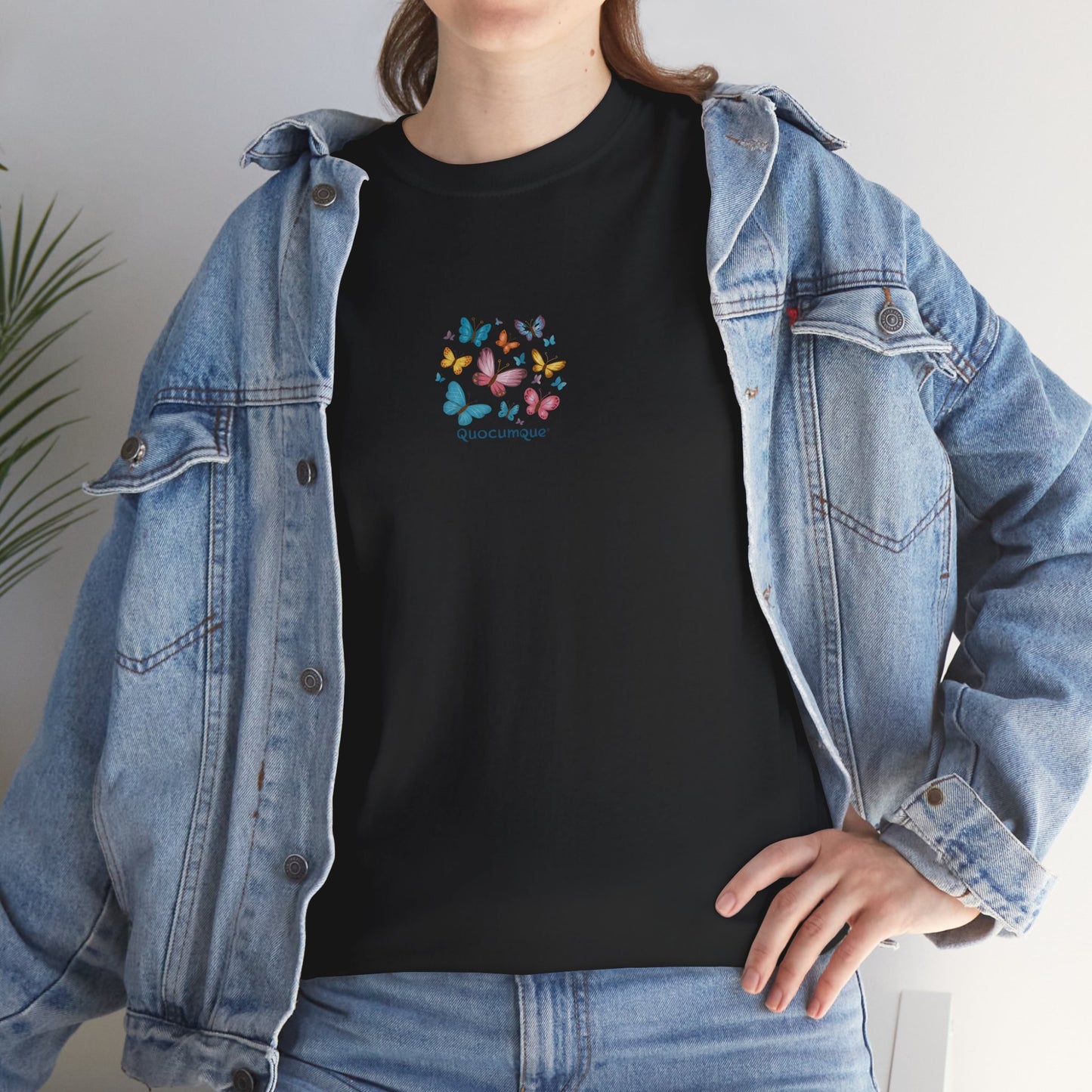T-shirt Quocumque "Papillons", Légèreté, Les Beaux Jours, Confort Coton, Sobre, Elégant, Souvenir Unique, Cadeau, Unisexe, Esprit Voyageur