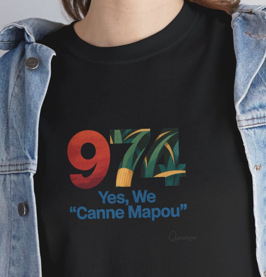 T-Shirt "Canne Mapou", Exotisme, Destination Île de La Réunion, Confort Coton, Sobre, Elégant, Souvenir Unique, Cadeau, Unisexe, Esprit Voyageur