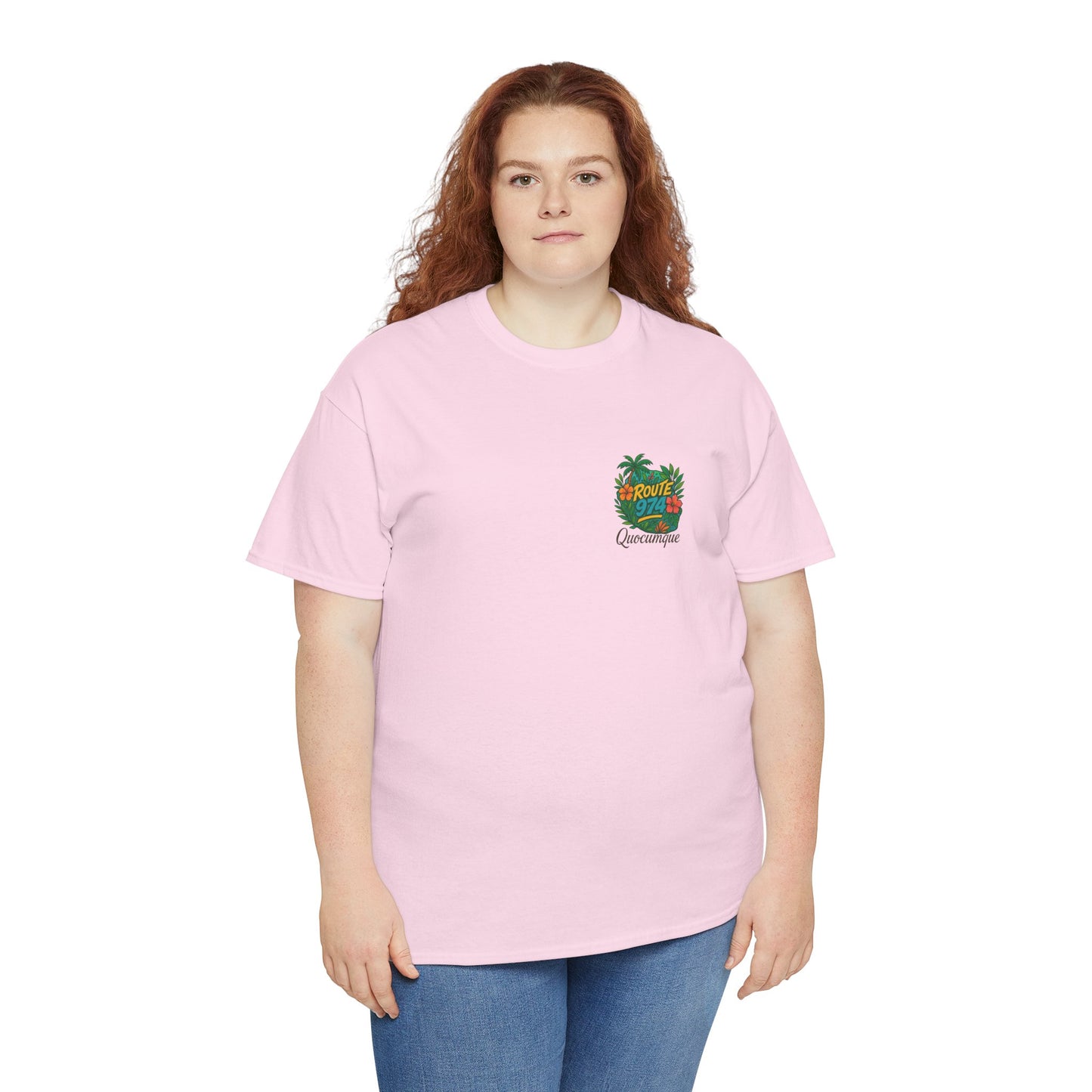 T-shirt "Route 974 Flore", Destination Île de La Réunion, Confort Coton, Sobre, Elégant, Souvenir Unique, Cadeau, Unisexe, Esprit Voyageur