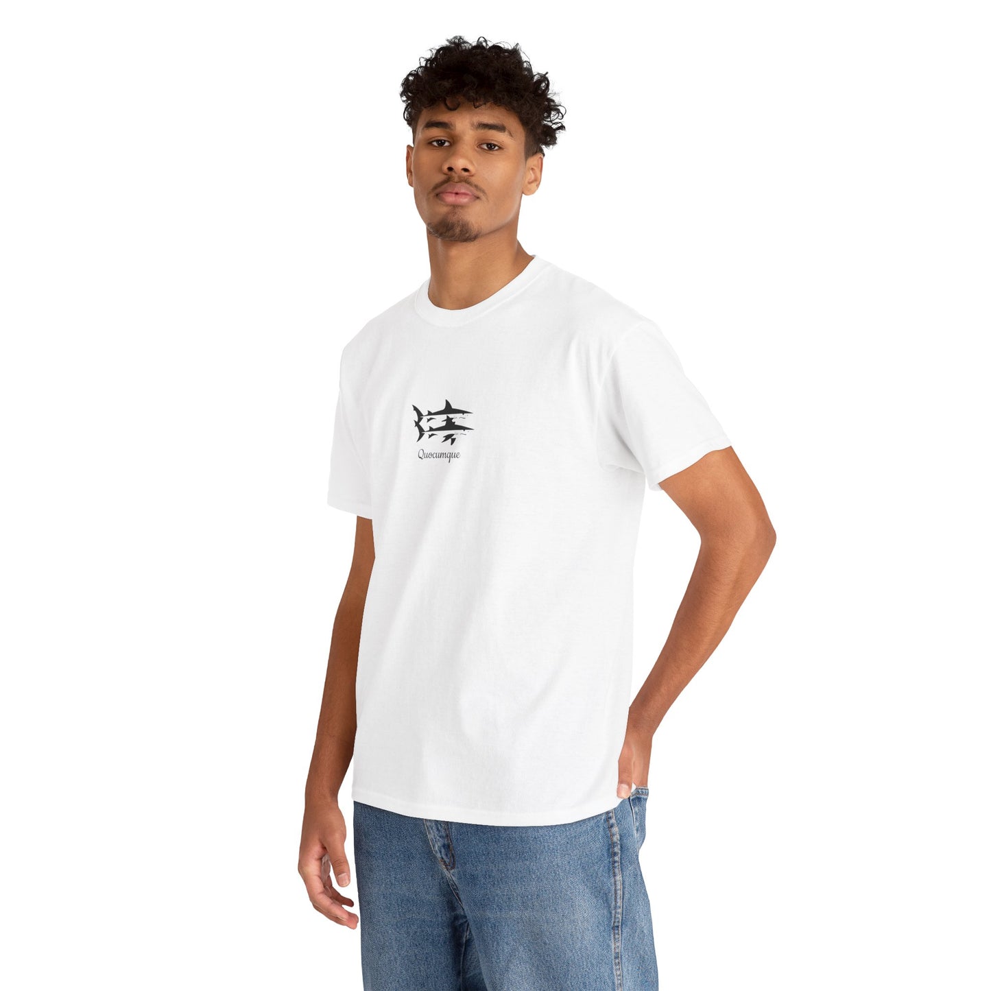T-shirt Quocumque, Requin Duo, Île de La Réunion, Poissons, Confort Coton, Elégant, Souvenir Unique, Cadeau, Unisexe, Esprit Voyageur, Créole, Bourbon