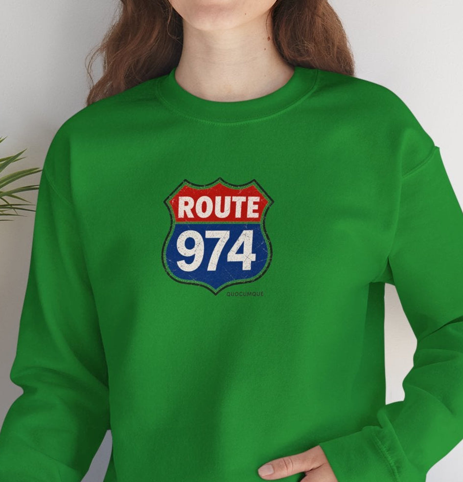 Sweat Quocumque "Route 974", Exotique, Destination Île De La Réunion, Adulte, Homme, Femme, Sportive, Sportif, Décontracté, Drapeau Régional