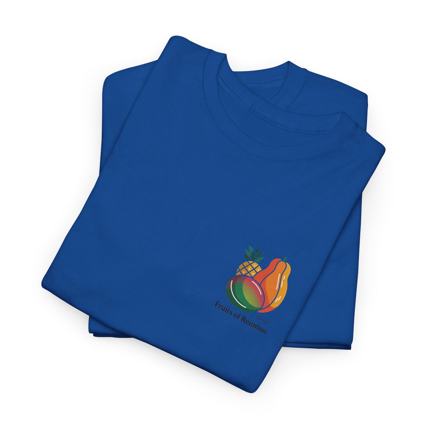 T-shirt "Fruits of Réunion", Île de La Réunion, Confort Coton, Sobre, Elégant, Souvenir Unique, Cadeau, Unisexe, Esprit Voyageur