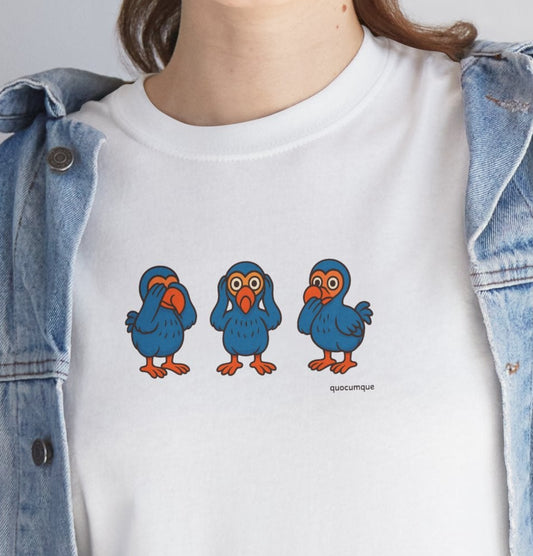 T-shirt Quocumque, "3 Dodos de la Sagesse", Confort, Souvenir Unique, Cadeau, Unisexe, Délicatesse, Homme, Femme, Adulte, Sportif, Liberté, Détente