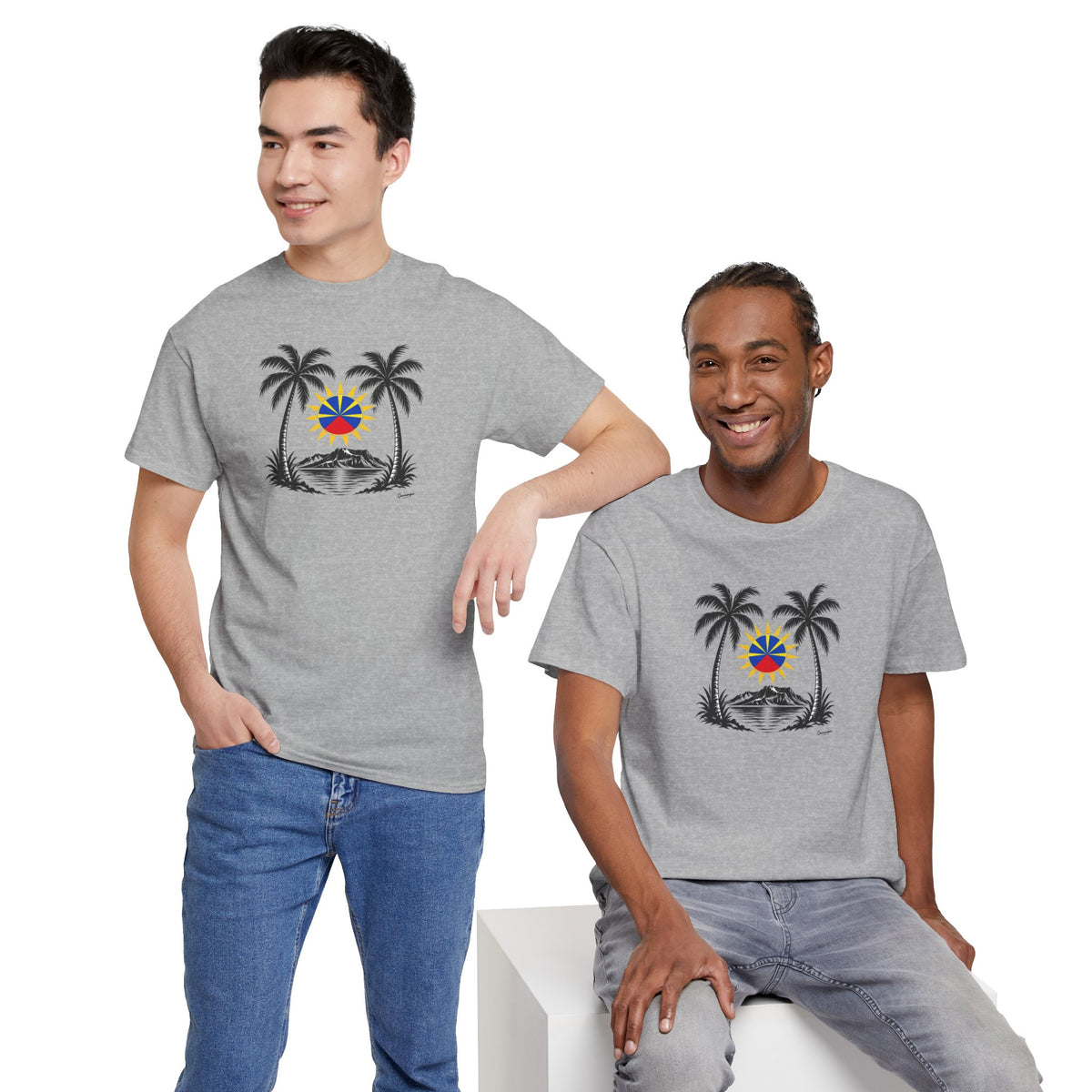 T-shirt Quocumque, "Palmiers", Île de La Réunion, Confort Coton, Elégant, Souvenir Unique, Cadeau, Unisexe, Esprit Voyageur, Créole, Bourbon