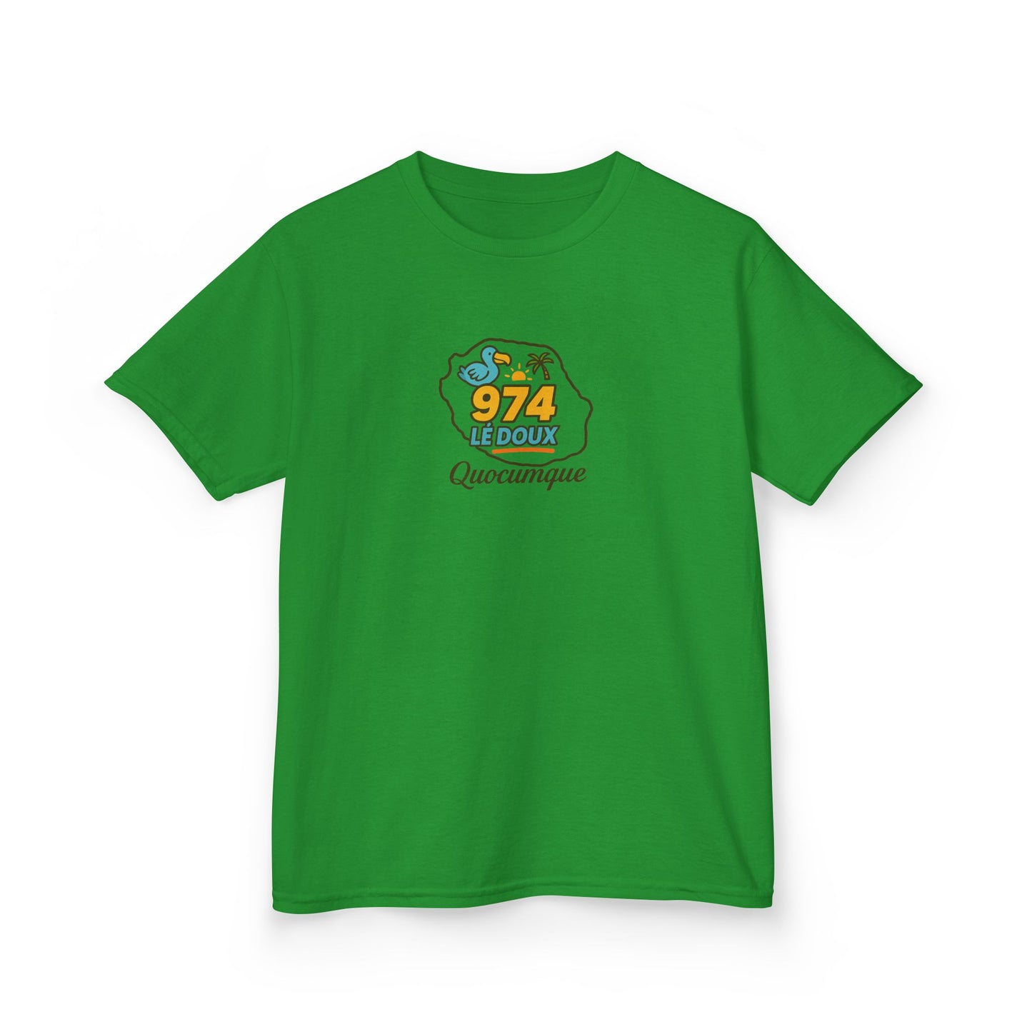T-shirt "974 Lé Doux", Île de La Réunion, Douceur Coton, Pour les enfants de 5-6 ans( Taille XS), Pour les 7-8 ans( taille S), Pour les 9-10 ans( taille M), Pour les 11-12 ans( taille L), Pour les 13-14 ans( taille XLS)