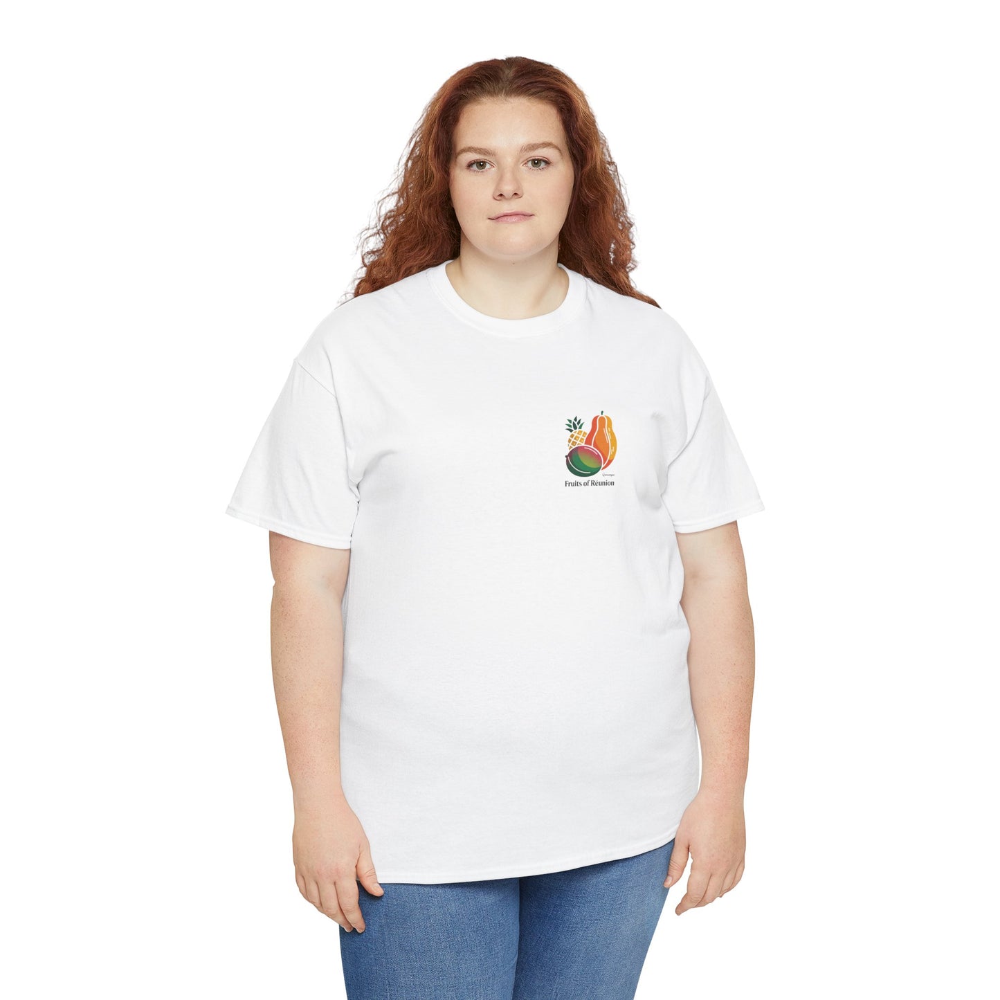 T-shirt "Fruits of Réunion", Île de La Réunion, Confort Coton, Sobre, Elégant, Souvenir Unique, Cadeau, Unisexe, Esprit Voyageur