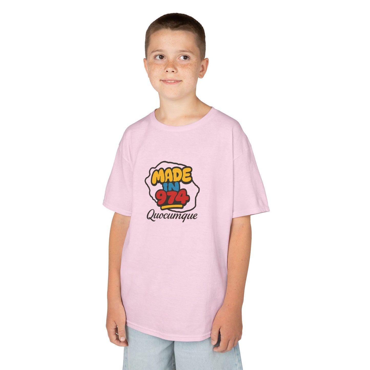 T-shirt "Made in 974", Île de La Réunion, Douceur Coton, Pour les enfants de 5-6 ans( Taille XS), Pour les 7-8 ans( taille S), Pour les 9-10 ans( taille M), Pour les 11-12 ans( taille L), Pour les 13-14 ans( taille XLS)