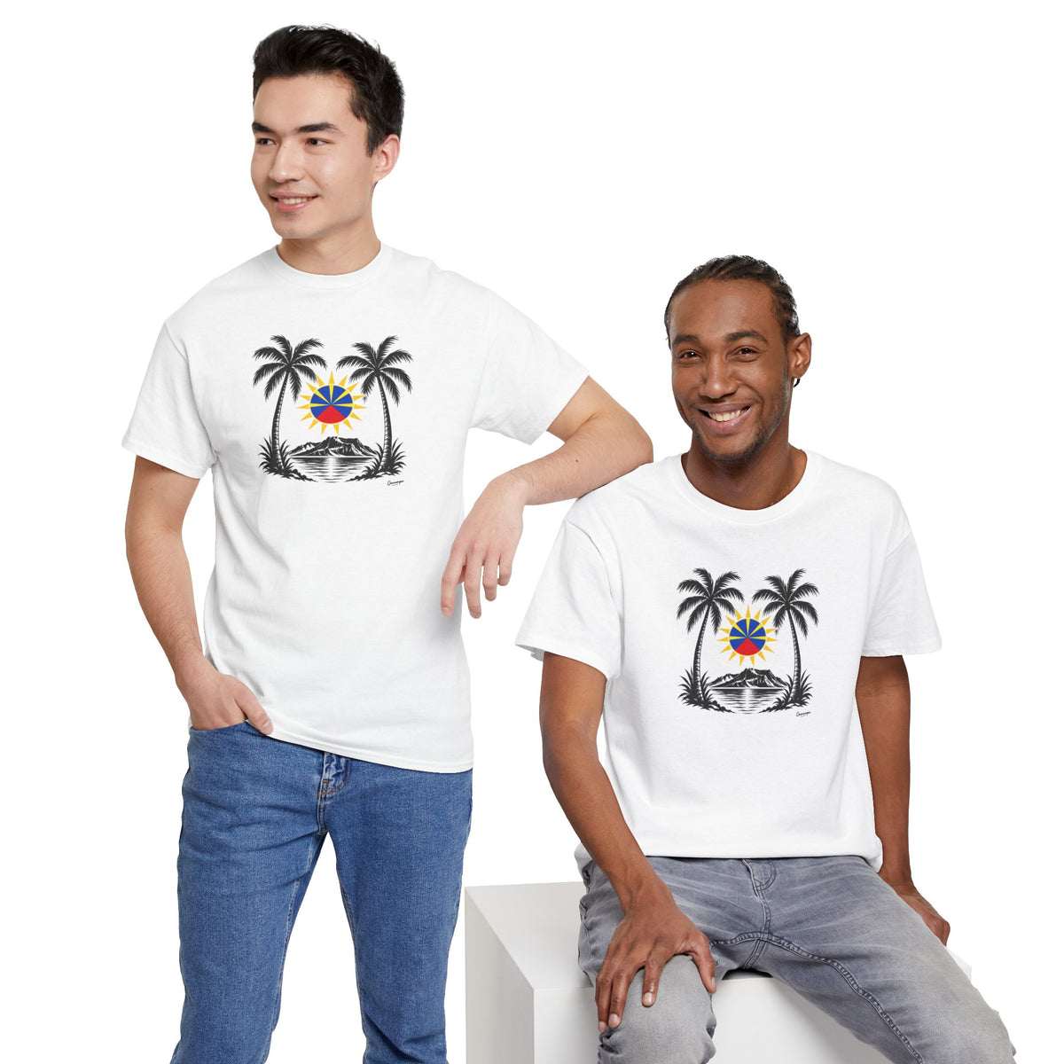 T-shirt Quocumque, "Palmiers", Île de La Réunion, Confort Coton, Elégant, Souvenir Unique, Cadeau, Unisexe, Esprit Voyageur, Créole, Bourbon