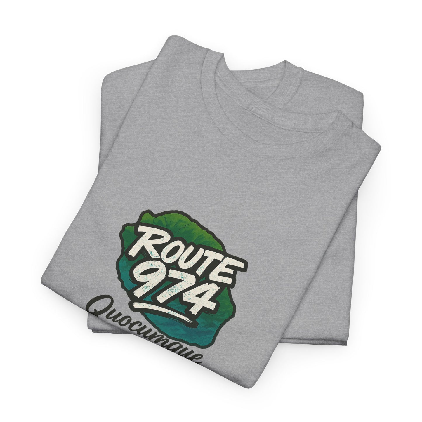 T-shirt "Route 974", Destination Île de La Réunion, Confort Coton, Sobre, Elégant, Souvenir Unique, Cadeau, Unisexe, Esprit Voyageur