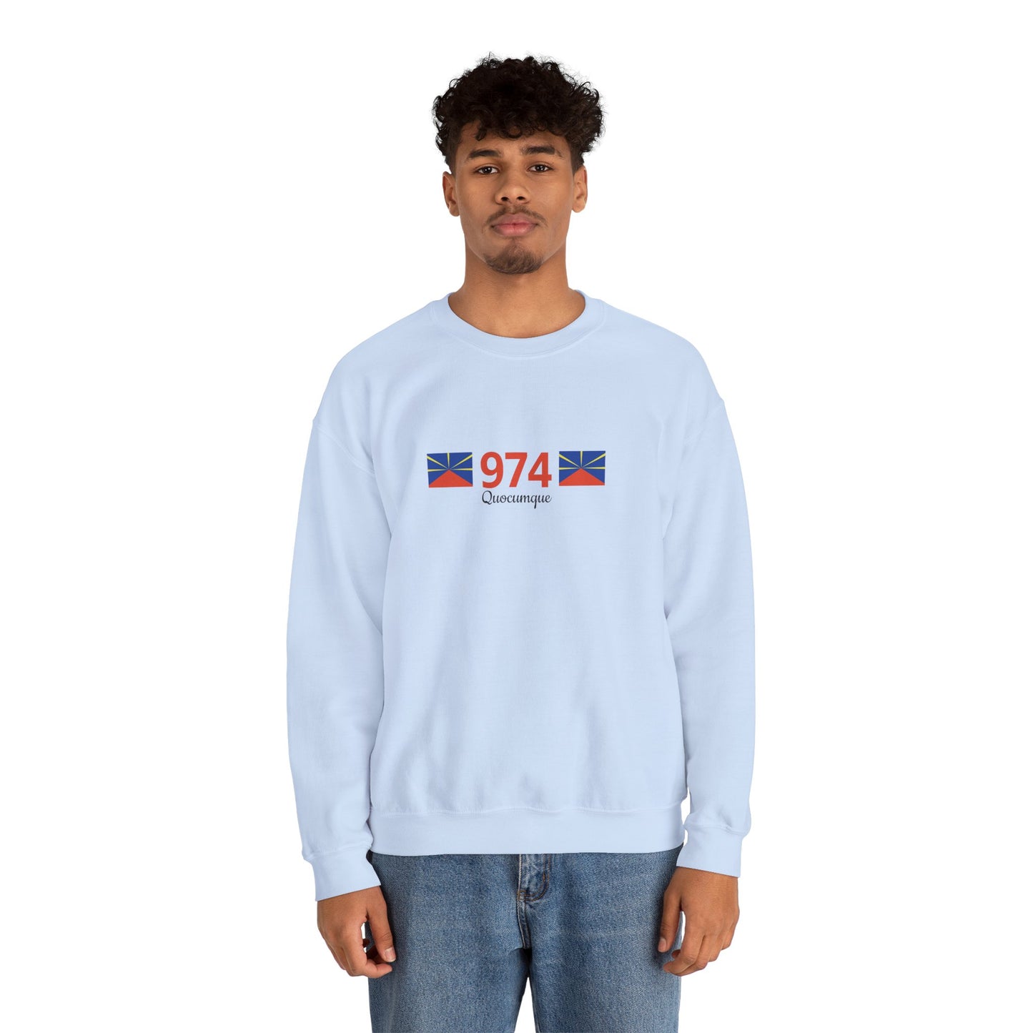 Sweat Quocumque "974", Exotique, Destination Île De La Réunion, Adulte, Homme, Femme, Sportive, Sportif, Décontracté, Drapeau Régional