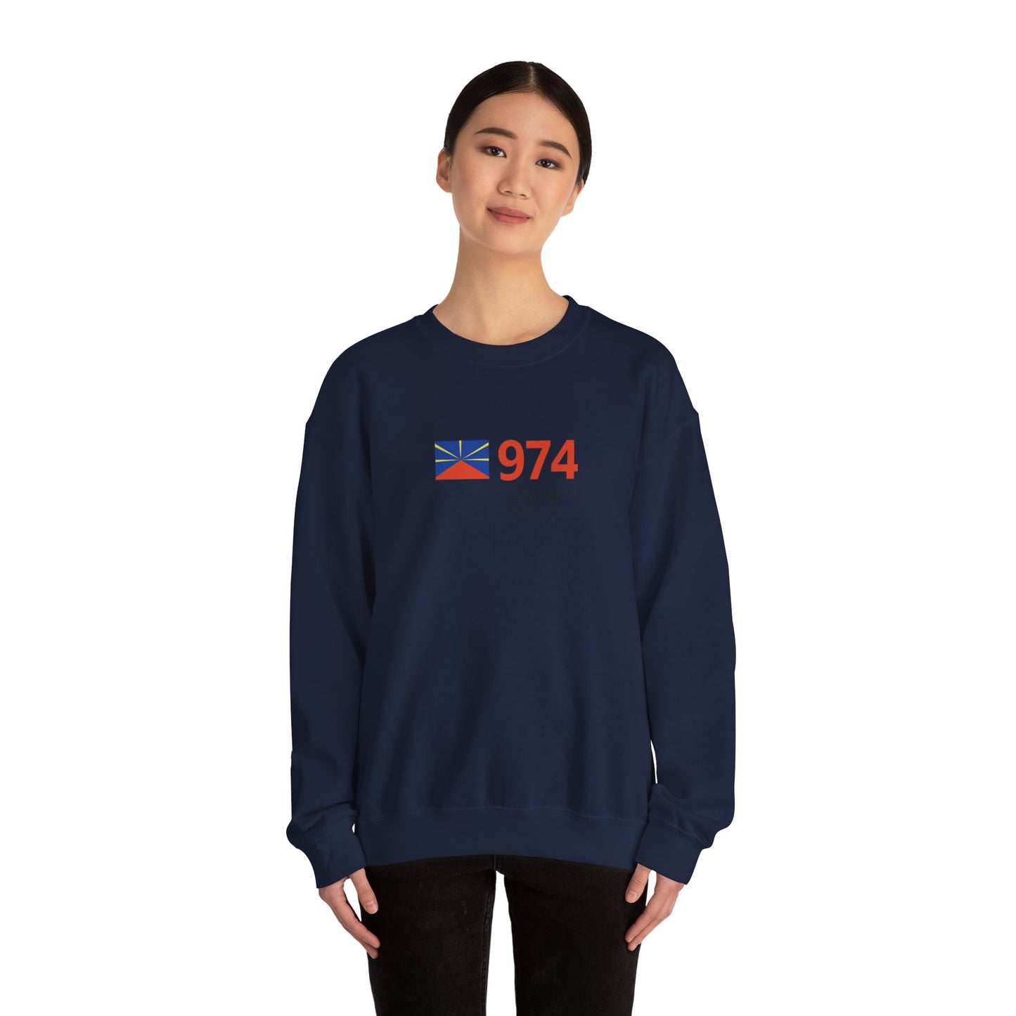 Copy of Sweat Quocumque "974 drapeau", Exotique, Destination Île De La Réunion, Adulte, Homme, Femme, Sportive, Sportif, Décontracté, Drapeau Régional