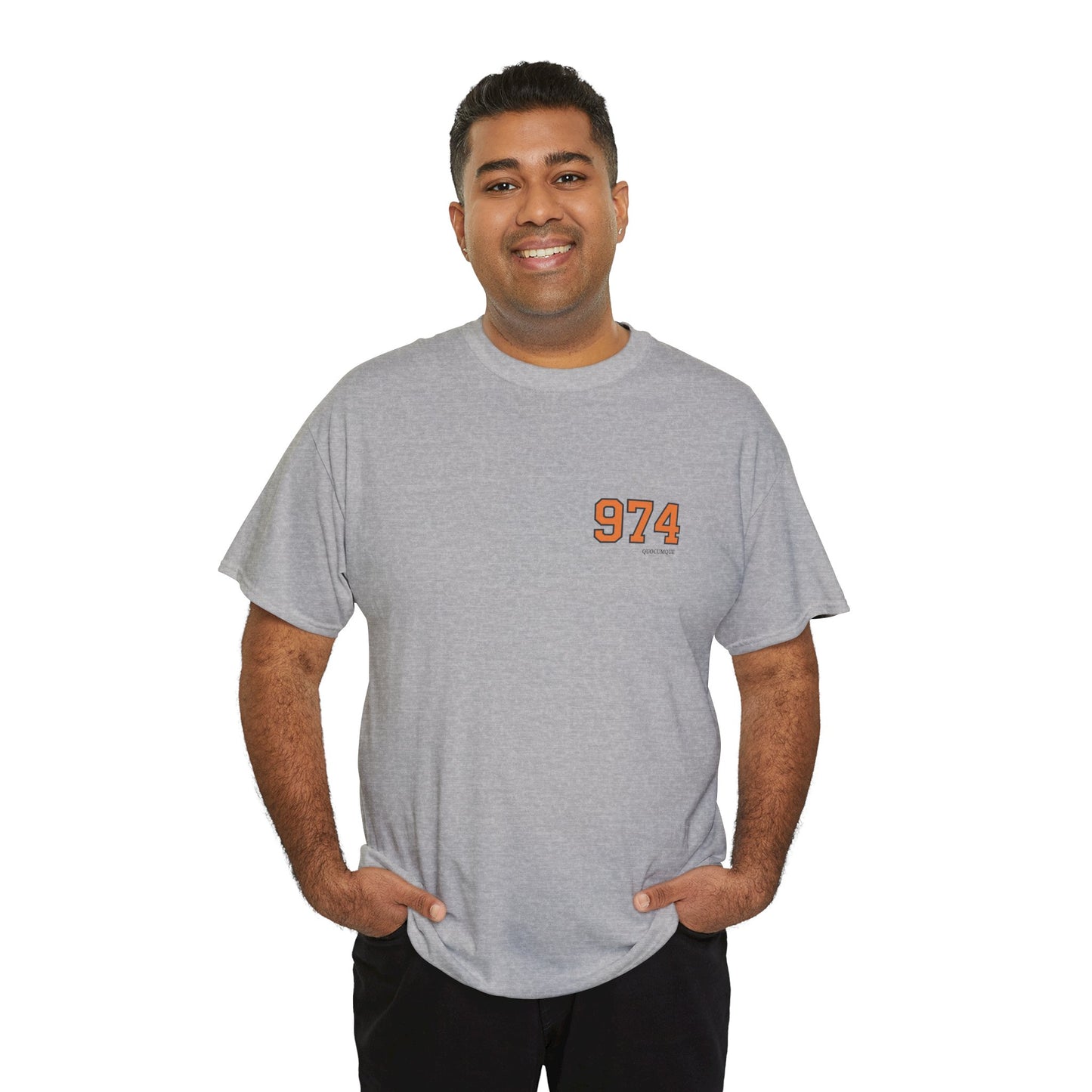 T-shirt " 974 ", Destination Île de La Réunion, Discret, Confort Coton, Sobre, Elégant, Souvenir Unique, Vêtement Adulte, Unisexe, Esprit Voyageur