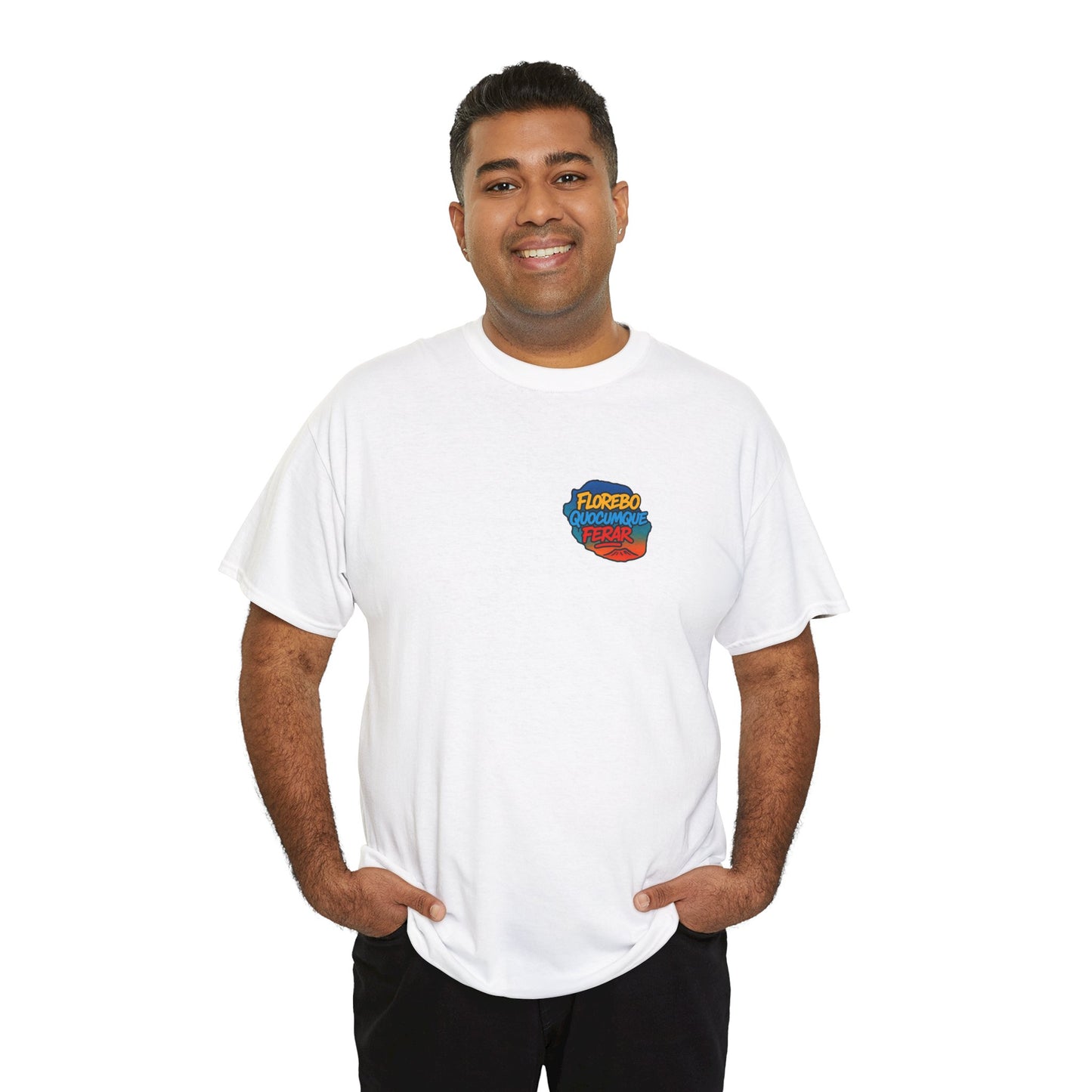 T-shirt Florebo Quocumque Ferar, Île de La Réunion, 974, Confort Coton, Sobre, Elégant, Souvenir Unique, Cadeau, Unisexe, Esprit Voyageur, Adulte