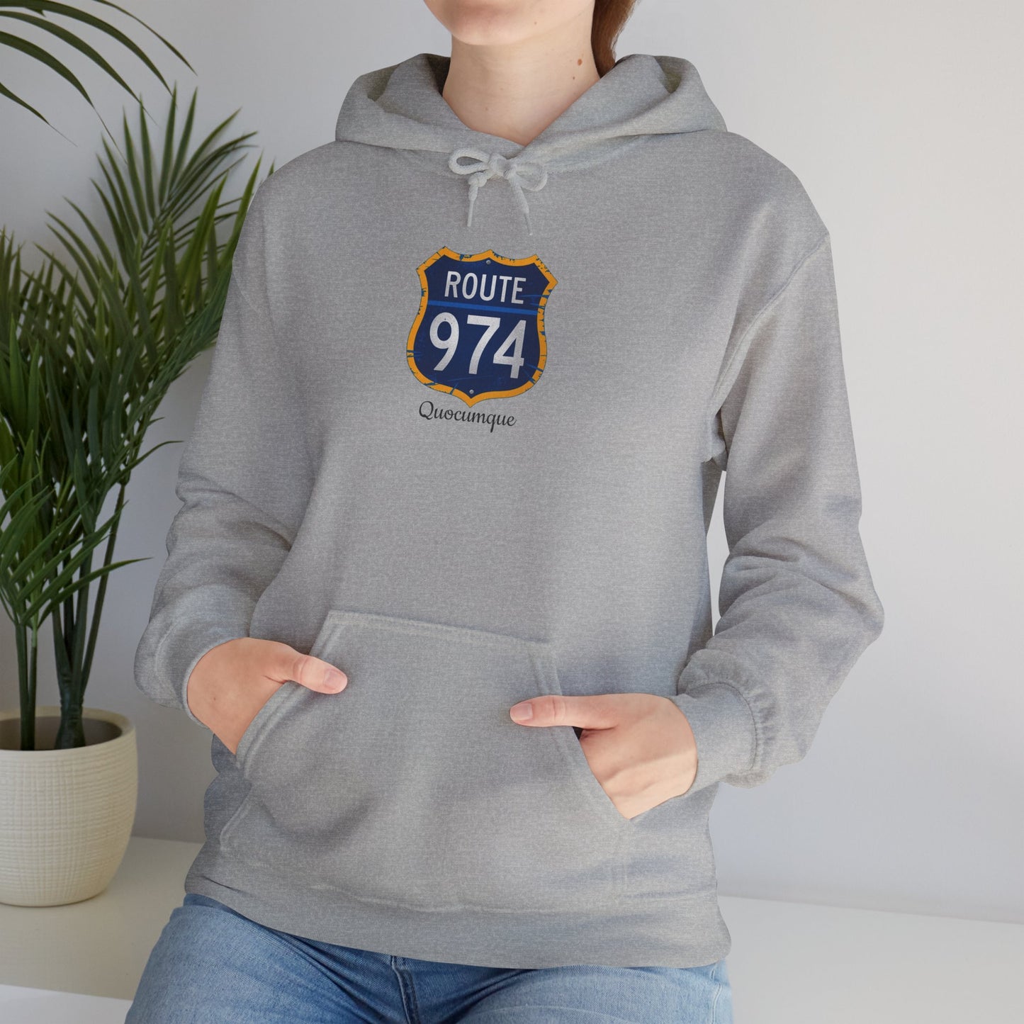 Sweat-Shirt à Capuche Collection " Route 974", Exotisme, Adulte, Homme, Femme, Sportive, Sportif, Décontracté, Classique, Destination La Réunion
