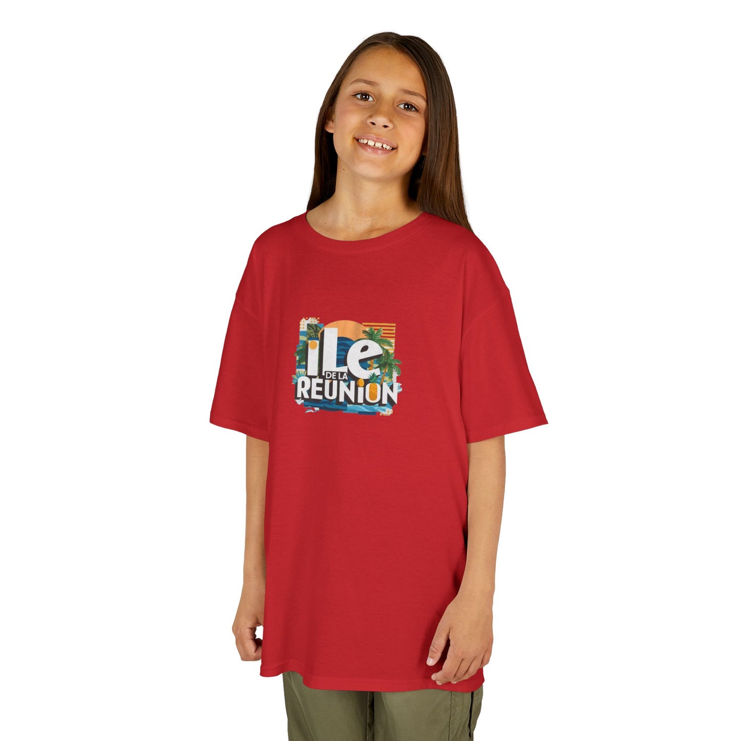 T-shirt "Île de la Réunion" Ananas, Pour Marmailles, Douceur Coton,Pour les enfants de 5-6 ans( Taille XS), Pour les 7-8 ans( taille S), Pour les 9-10 ans( taille M), Pour les 11-12 ans( taille L), Pour les 13-14 ans( taille XLS)