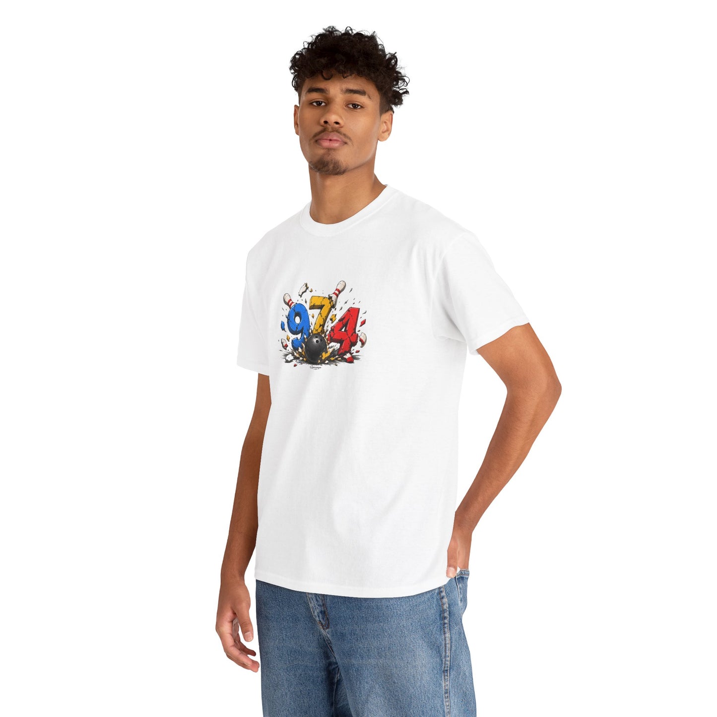 T-shirt " 974 Bowling ", Destination Île de La Réunion, Confort Coton, Sobre, Elégant, Souvenir Unique, Vêtement Adulte, Unisexe, Esprit Voyageur