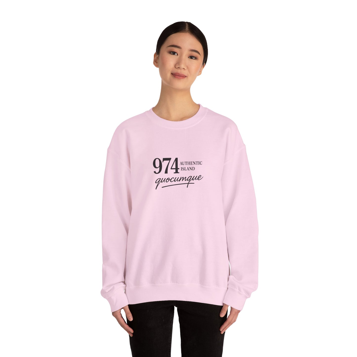 Sweat-Shirt Quocumque "974 Authentic Island", Exotique, Destination l'Île De La Réunion, Adulte, Homme, Femme, Sportive, Sportif, Décontracté, Élégant, Classique,
