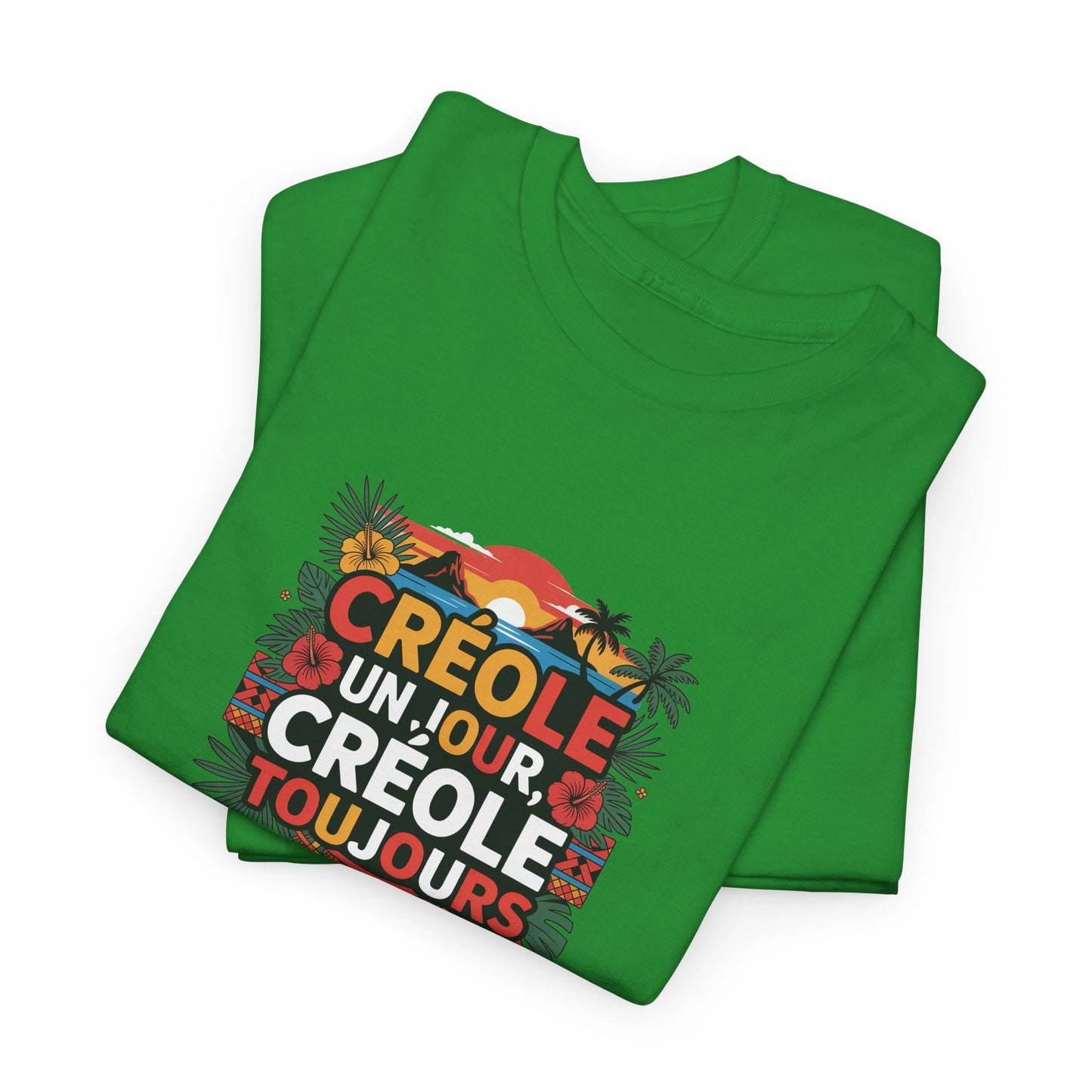 T-shirt Quocumque "Créole" Île de La Réunion", Confort Coton, Sobre, Elégant, Souvenir Unique, Cadeau, Unisexe, Esprit Voyageur