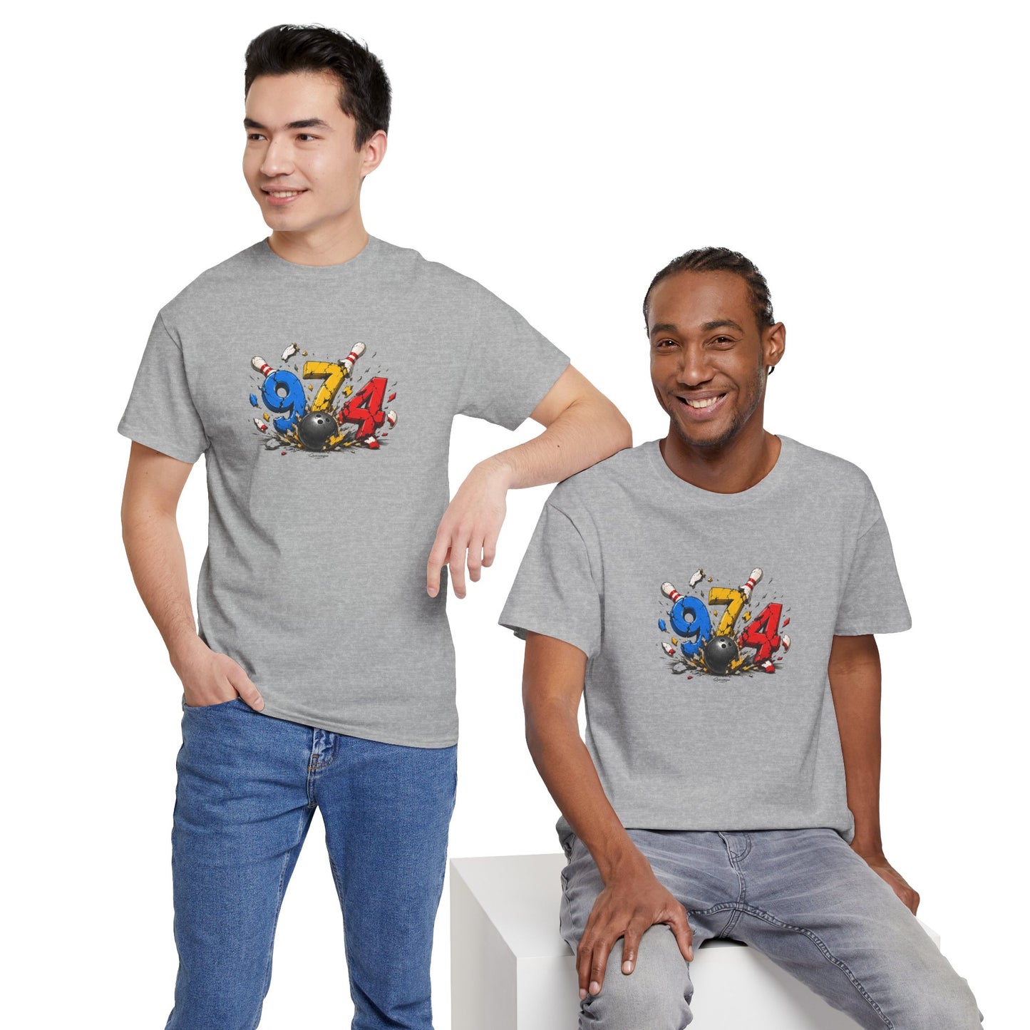 T-shirt " 974 Bowling ", Destination Île de La Réunion, Confort Coton, Sobre, Elégant, Souvenir Unique, Vêtement Adulte, Unisexe, Esprit Voyageur