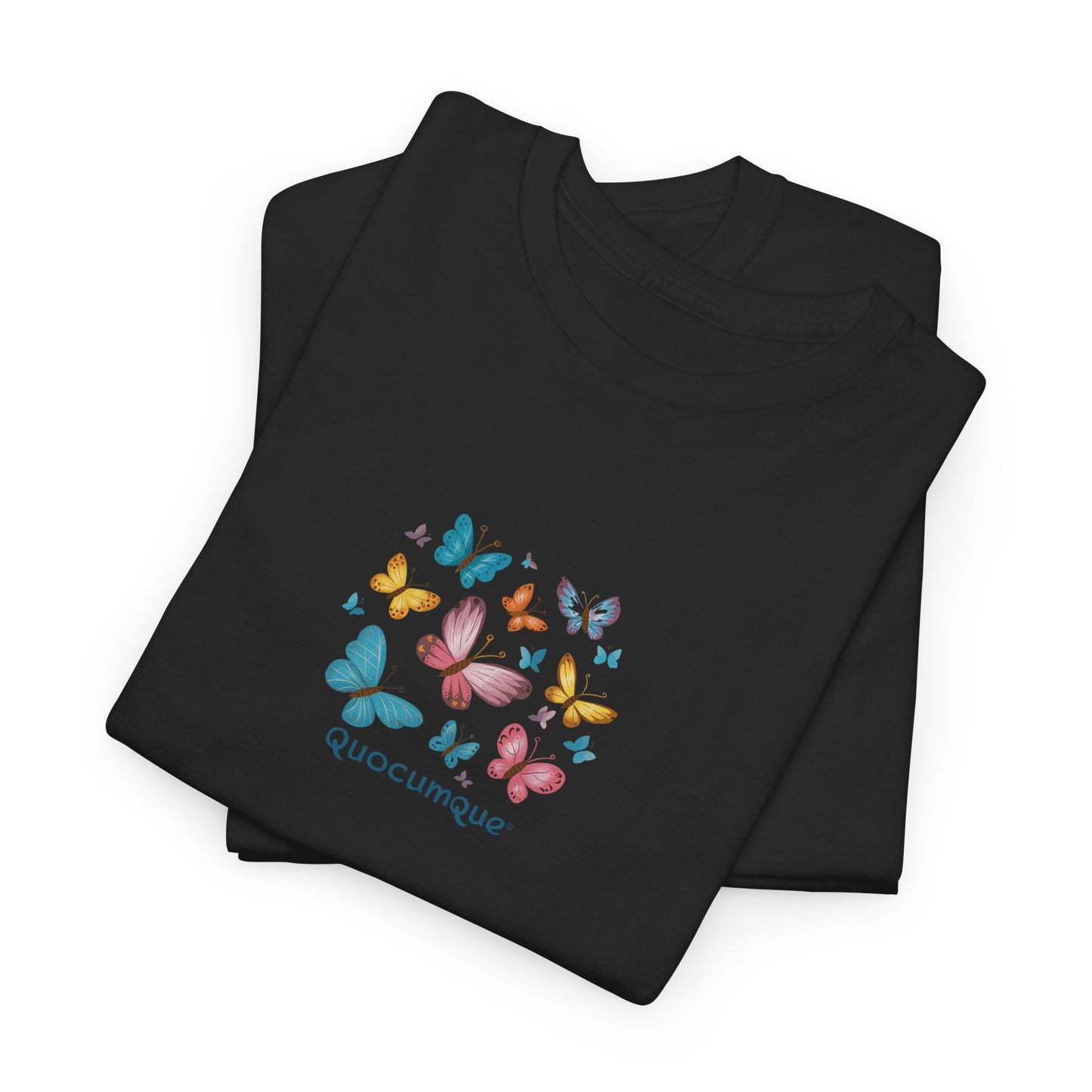 T-shirt Quocumque "Papillons", Légèreté, Les Beaux Jours, Confort Coton, Sobre, Elégant, Souvenir Unique, Cadeau, Unisexe, Esprit Voyageur