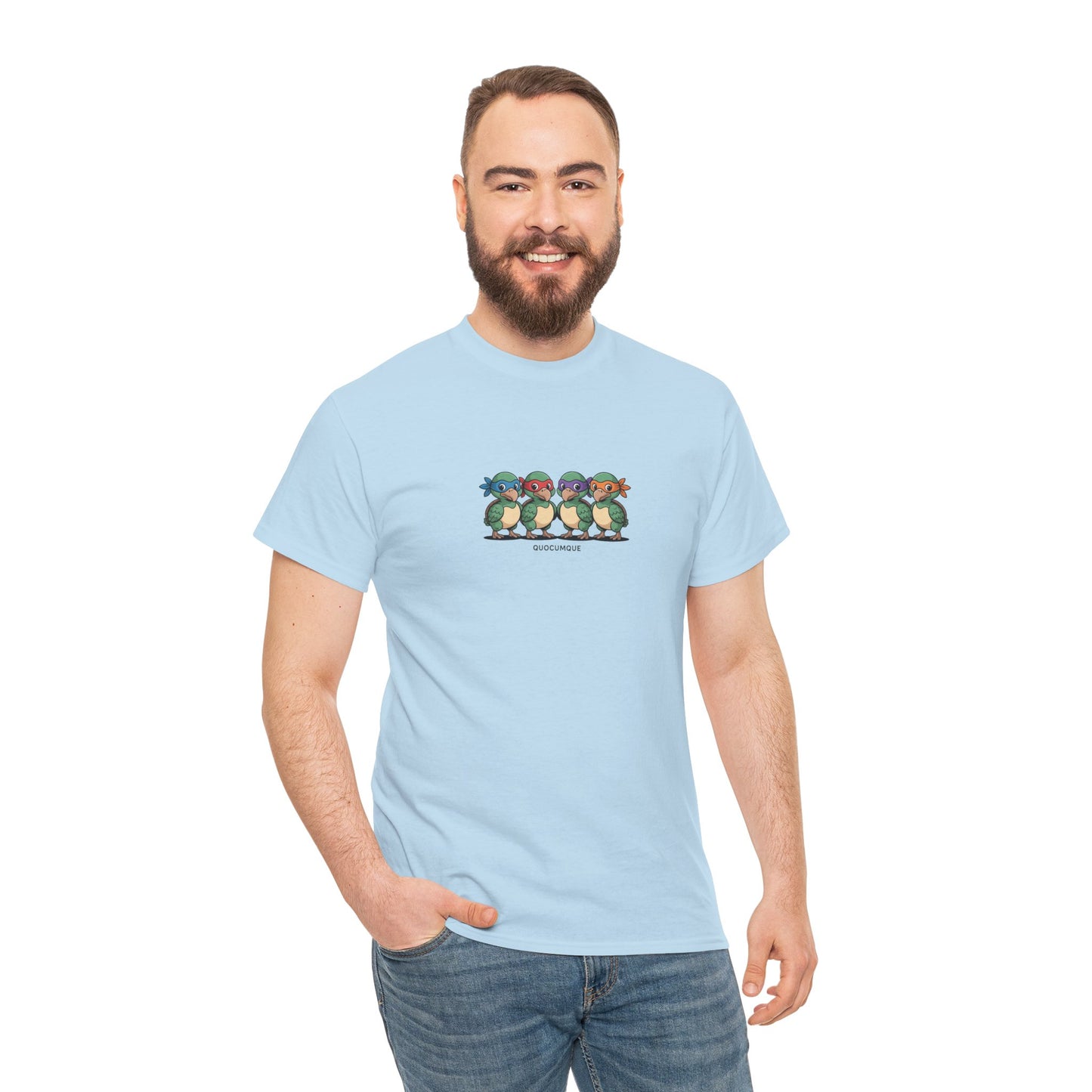 T-shirt Quocumque, " Dodos Ninjas ", Île de La Réunion, Confort Coton, Elégant, Souvenir Unique, Cadeau, Unisexe, Esprit Voyageur, Créole, Bourbon