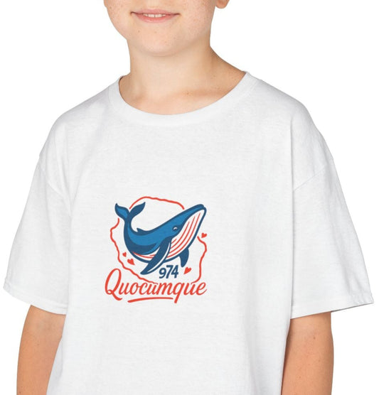 T-shirt Quocumque, "974 Baleine", Douceur Coton,  Pour les enfants de 5-6 ans( Taille XS), Pour les 7-8 ans( taille S), Pour les 9-10 ans( taille M), Pour les 11-12 ans( taille L), Pour les 13-14 ans( taille XLS)