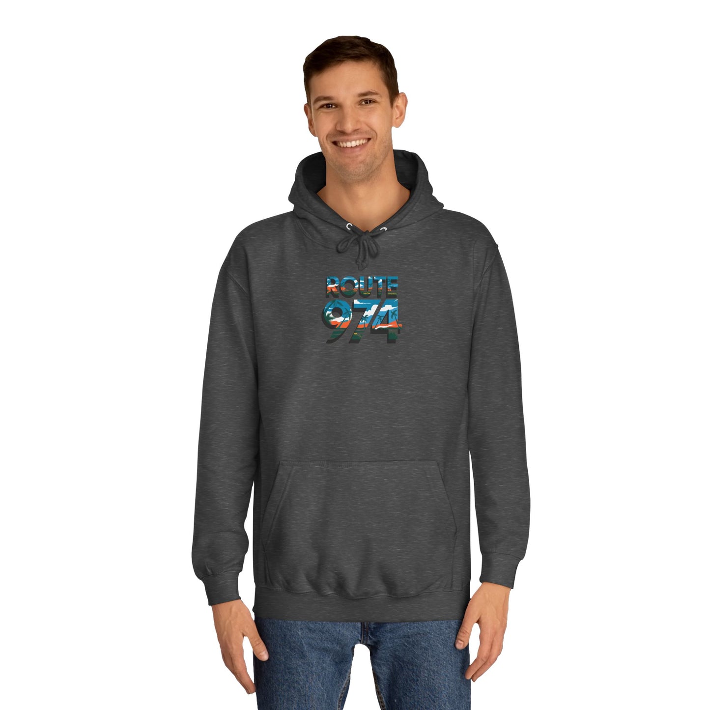 Sweat à Capuche "Route 974" pour Adulte, Hoodie, Unisexe, Élégance, Sobriété, Homme, Femme, Indicatif Réunion