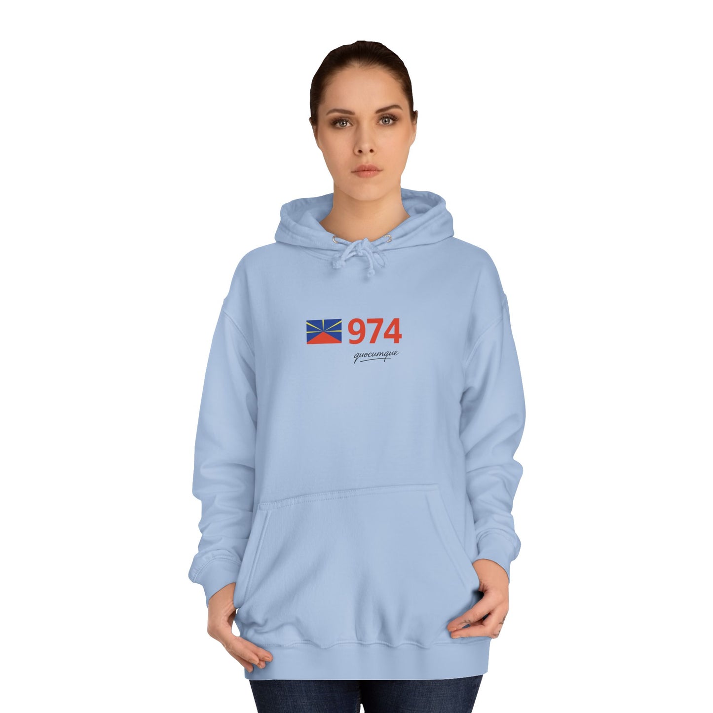 Sweat à Capuche "974 drapeau" pour Adulte, Hoodie, Unisexe, Élégance, Sobriété, Homme, Femme, Indicatif Réunion, Drapeau Local