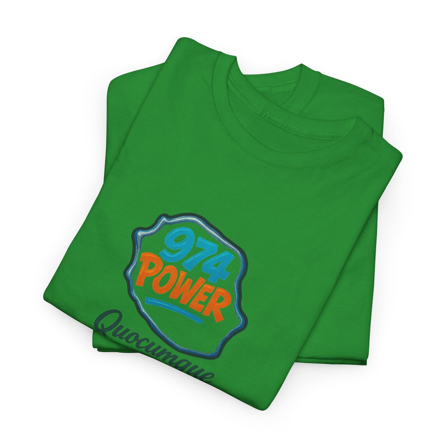 T-shirt "974 Power", Exotisme, Destination Île de La Réunion, Confort Coton, Sobre, Elégant, Souvenir Unique, Cadeau, Unisexe, Esprit Voyageur