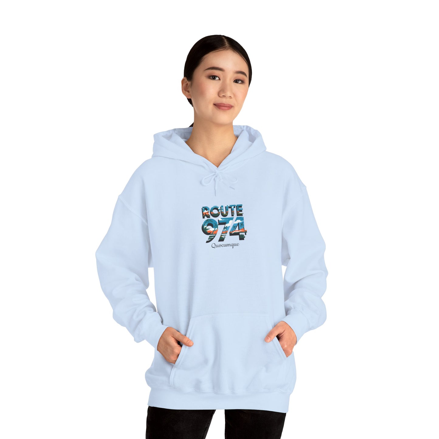 Sweat-Shirt à Capuche Collection " Route 974", Exotisme, Adulte, Homme, Femme, Sportive, Sportif, Décontracté, Classique, Destination La Réunion