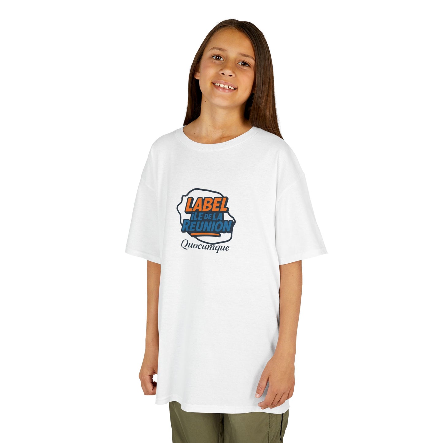 T-shirt "Label Île de La Réunion", Douceur Coton, Pour les enfants de 5-6 ans( Taille XS), Pour les 7-8 ans( taille S), Pour les 9-10 ans( taille M), Pour les 11-12 ans( taille L), Pour les 13-14 ans( taille XLS)