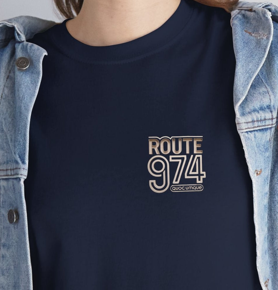 Copy of T-shirt "Route 974", Destination île de La Réunion, Confort Coton, Sobre, Elégant, Souvenir Unique, Cadeau, Unisexe, Esprit Voyageur