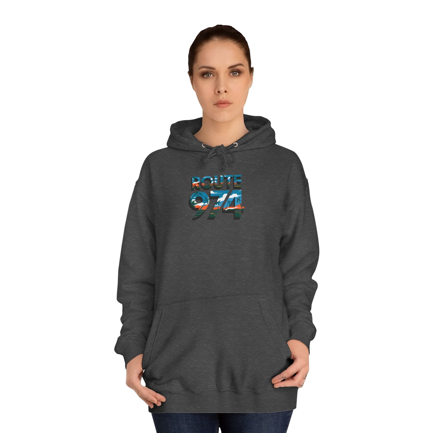 Sweat à Capuche "Route 974" pour Adulte, Hoodie, Unisexe, Élégance, Sobriété, Homme, Femme, Indicatif Réunion