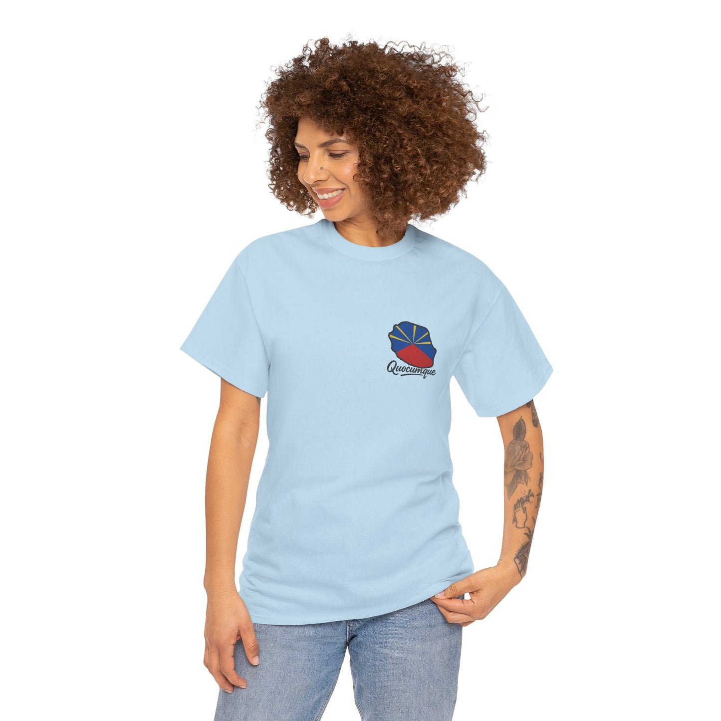 T-shirt "Drapeau Pays", Exotisme, Destination Île de La Réunion, Confort Coton, Sobre, Elégant, Souvenir Unique, Cadeau, Unisexe, Esprit Voyageur
