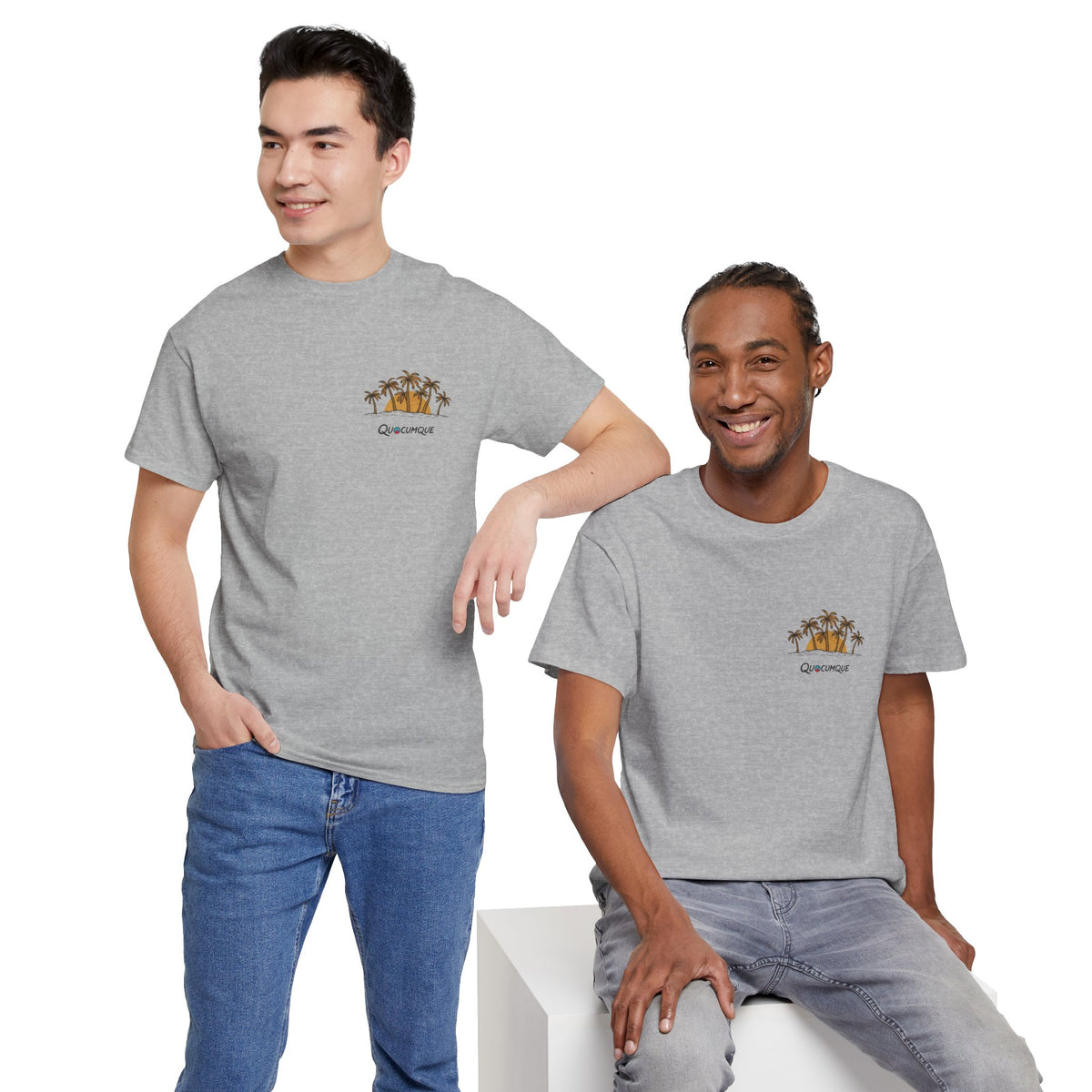 T-shirt " Palmiers", Destination Île de La Réunion, Confort Coton, Sobre, Elégant, Souvenir Unique, Vêtement Adulte, Unisexe, Esprit Voyageur