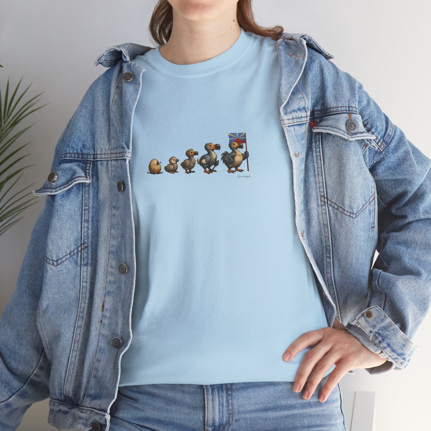 T-shirt Quocumque, " Dodo Evolution ", Île de La Réunion, Confort Coton, Elégant, Souvenir Unique, Cadeau, Unisexe, Esprit Voyageur, Créole, Bourbon