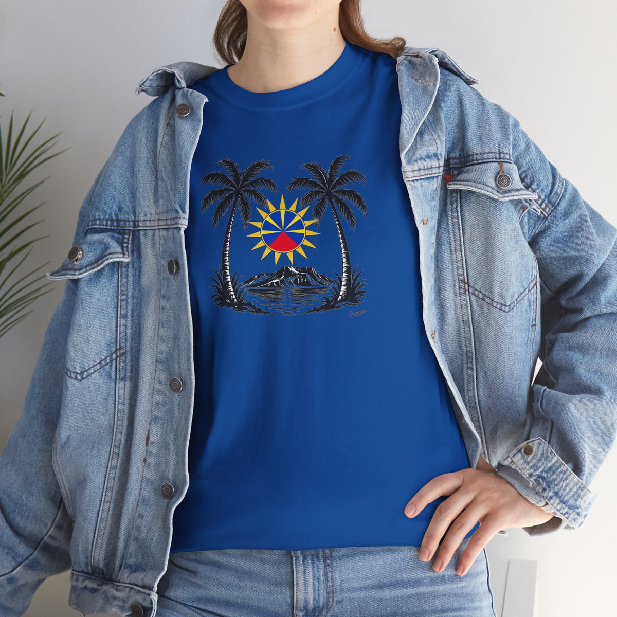 T-shirt Quocumque, "Palmiers", Île de La Réunion, Confort Coton, Elégant, Souvenir Unique, Cadeau, Unisexe, Esprit Voyageur, Créole, Bourbon