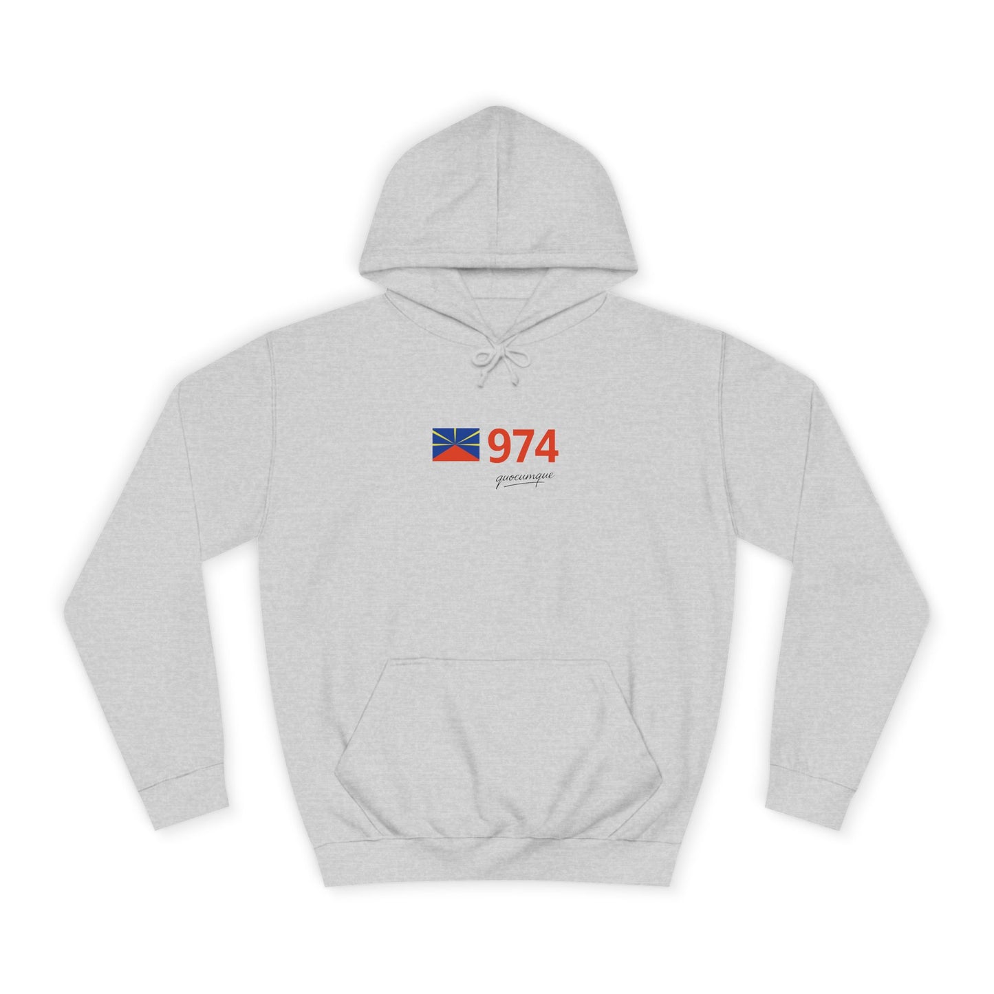 Sweat à Capuche "974 drapeau" pour Adulte, Hoodie, Unisexe, Élégance, Sobriété, Homme, Femme, Indicatif Réunion, Drapeau Local