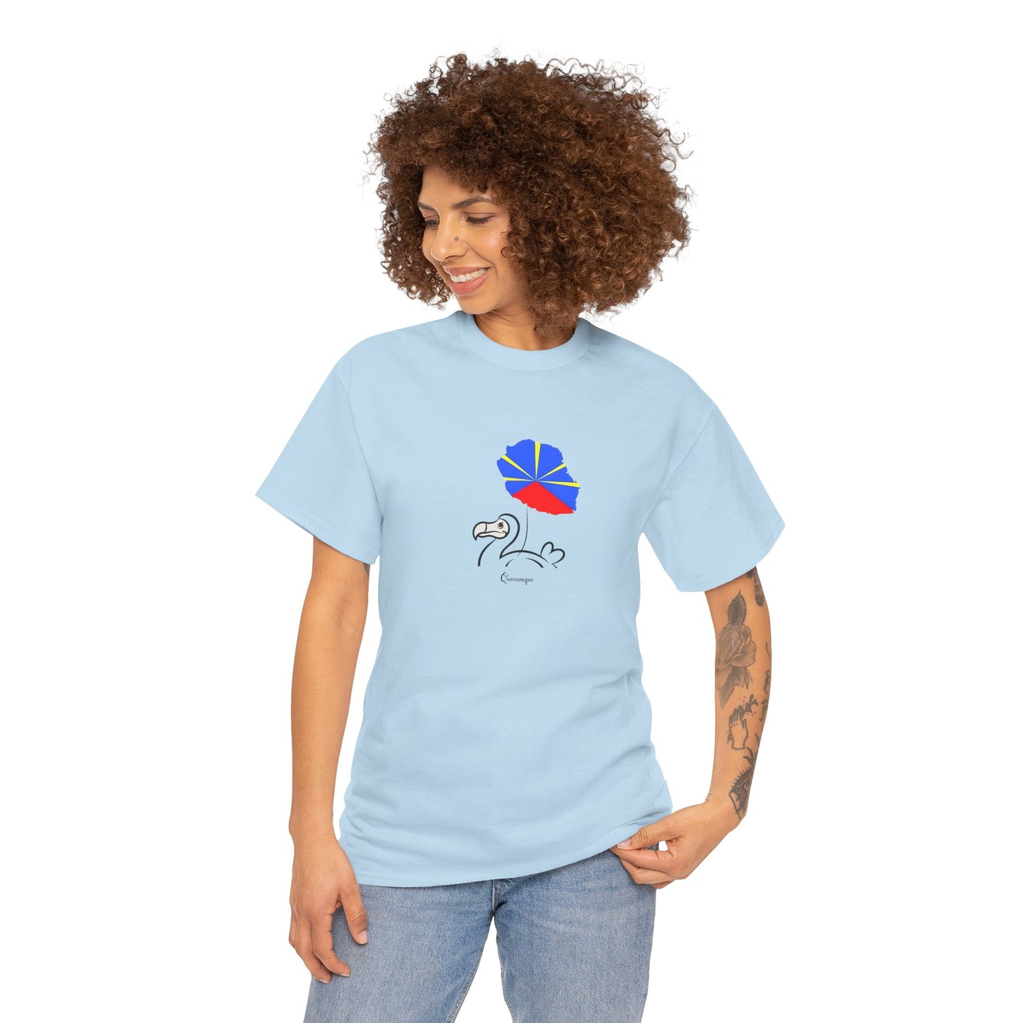 T-shirt "Dodo Ballon ", Île de La Réunion", Confort Coton, Sobre, Elégant, Souvenir Unique, Cadeau, Unisexe, Esprit Voyageur