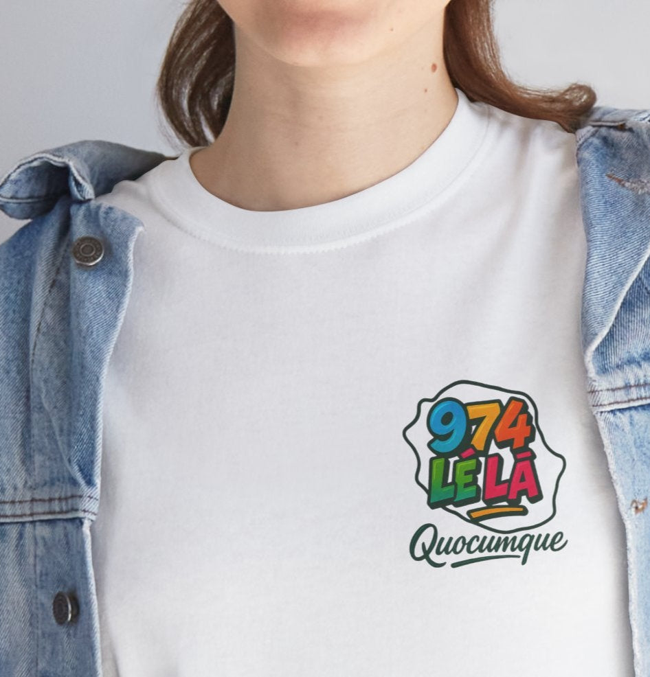 T-shirt Quocumque "974 lé là", Île de La Réunion, Confort Coton, Elégant, Souvenir Unique, Cadeau, Unisexe, Esprit Voyageur, Créole, Bourbon