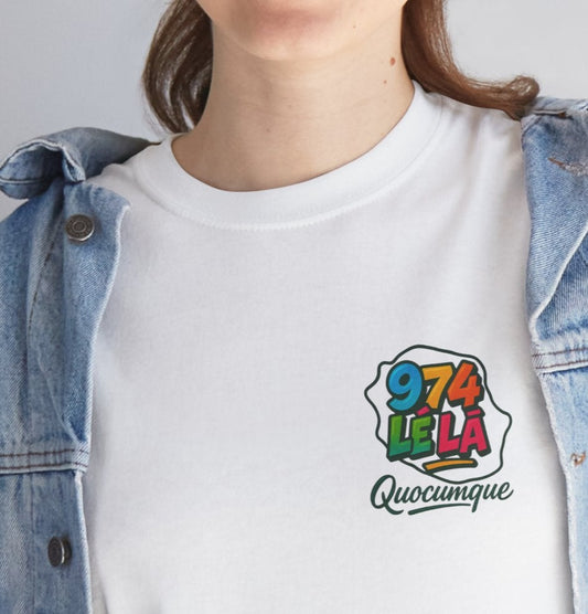 T-shirt Quocumque "974 lé là", Île de La Réunion, Confort Coton, Elégant, Souvenir Unique, Cadeau, Unisexe, Esprit Voyageur, Créole, Bourbon