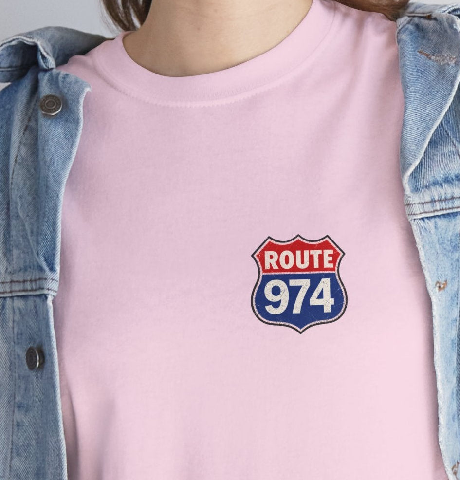 T-shirt "Route 974", Exotisme, Destination Île de La Réunion, Confort Coton, Sobre, Elégant, Souvenir Unique, Cadeau, Unisexe, Esprit Voyageur