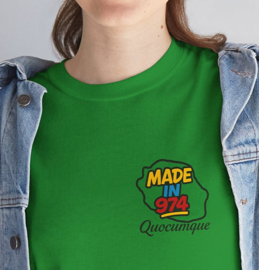 T-shirt "Made in 974", Exotisme, Destination Île de La Réunion, Confort Coton, Sobre, Elégant, Souvenir Unique, Cadeau, Unisexe, Esprit Voyageur