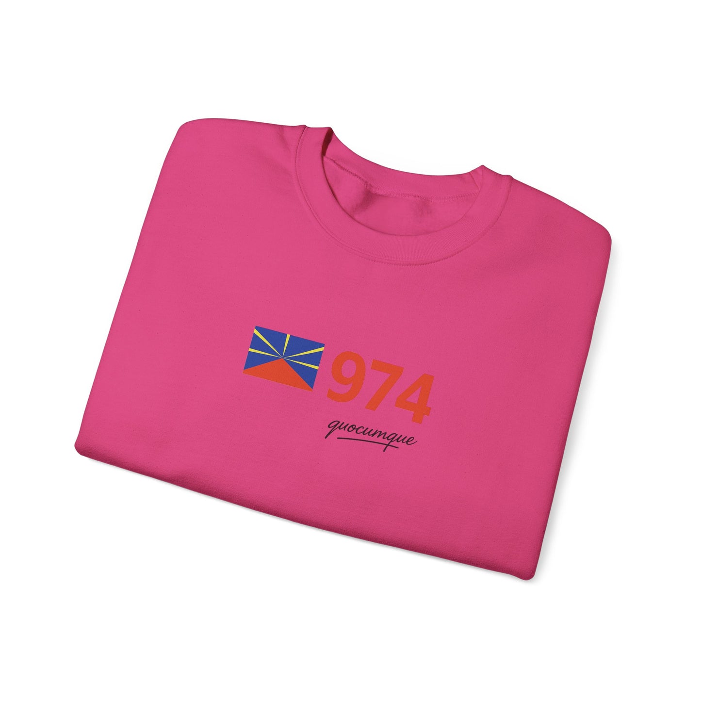 Copy of Sweat Quocumque "974 drapeau", Exotique, Destination Île De La Réunion, Adulte, Homme, Femme, Sportive, Sportif, Décontracté, Drapeau Régional