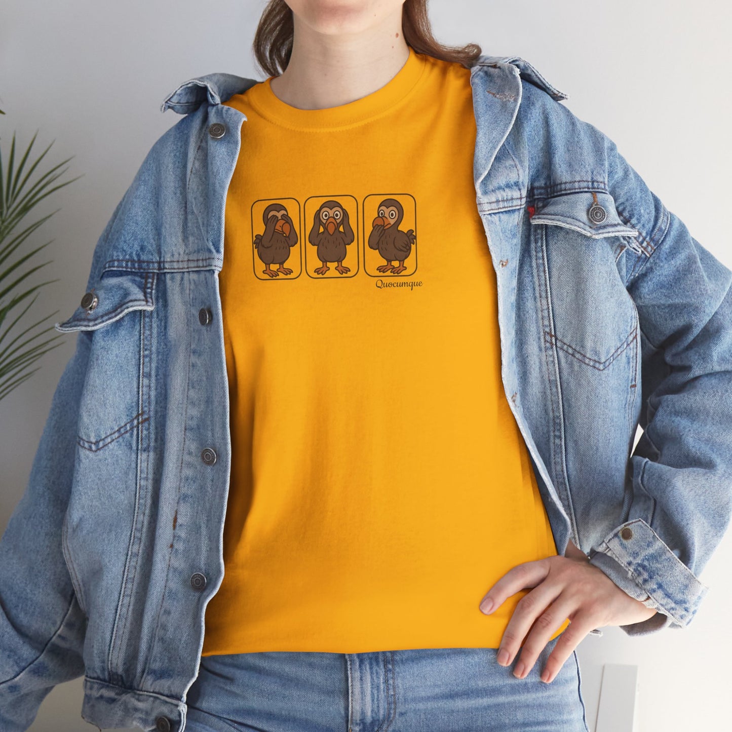 T-shirt Quocumque, "3 Dodos de la Sagesse", Confort, Souvenir Unique, Cadeau, Unisexe, Délicatesse, Homme, Femme, Adulte, Sportif, Liberté, Détente