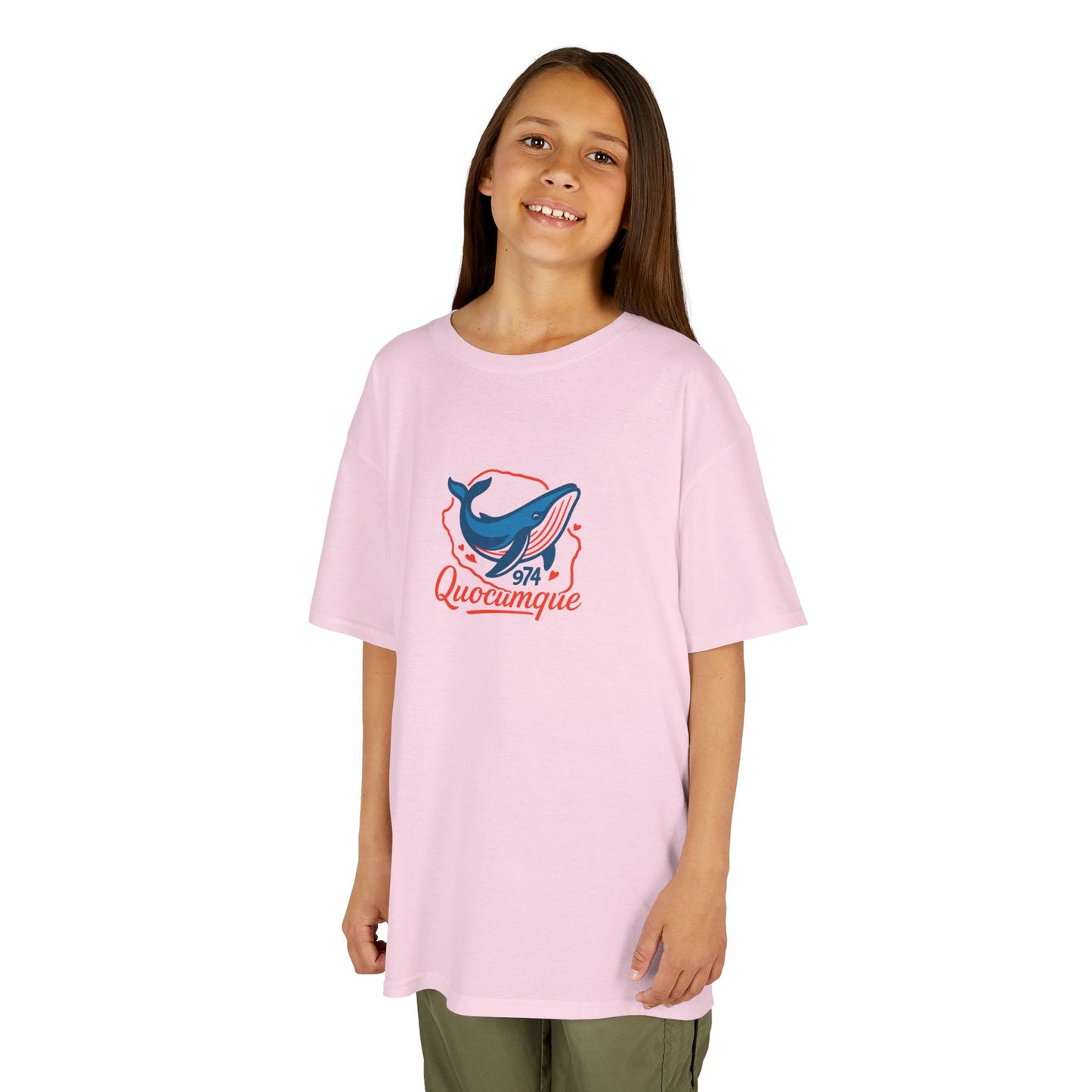 T-shirt Quocumque, "974 Baleine", Douceur Coton,  Pour les enfants de 5-6 ans( Taille XS), Pour les 7-8 ans( taille S), Pour les 9-10 ans( taille M), Pour les 11-12 ans( taille L), Pour les 13-14 ans( taille XLS)