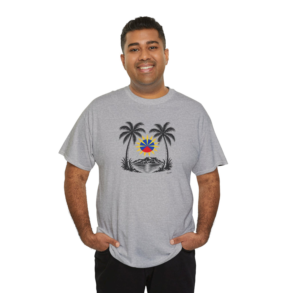 T-shirt Quocumque, "Palmiers", Île de La Réunion, Confort Coton, Elégant, Souvenir Unique, Cadeau, Unisexe, Esprit Voyageur, Créole, Bourbon
