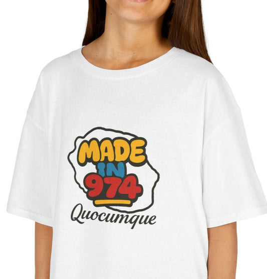 T-shirt "Made in 974", Île de La Réunion, Douceur Coton, Pour les enfants de 5-6 ans( Taille XS), Pour les 7-8 ans( taille S), Pour les 9-10 ans( taille M), Pour les 11-12 ans( taille L), Pour les 13-14 ans( taille XLS)